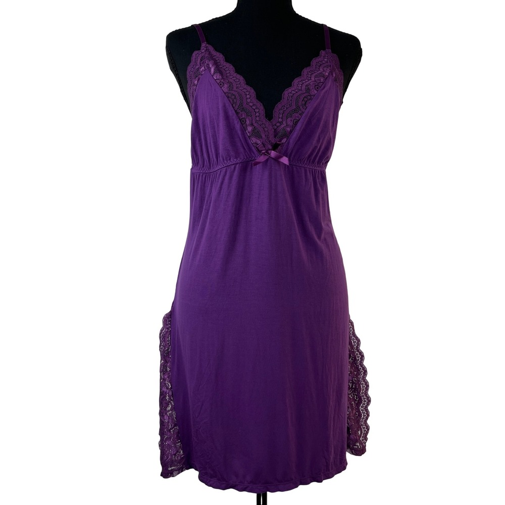 Avidlove Womens Purple Lace Chemise Slip Nightgown XXL Rayon Stretch‎ Romantic
